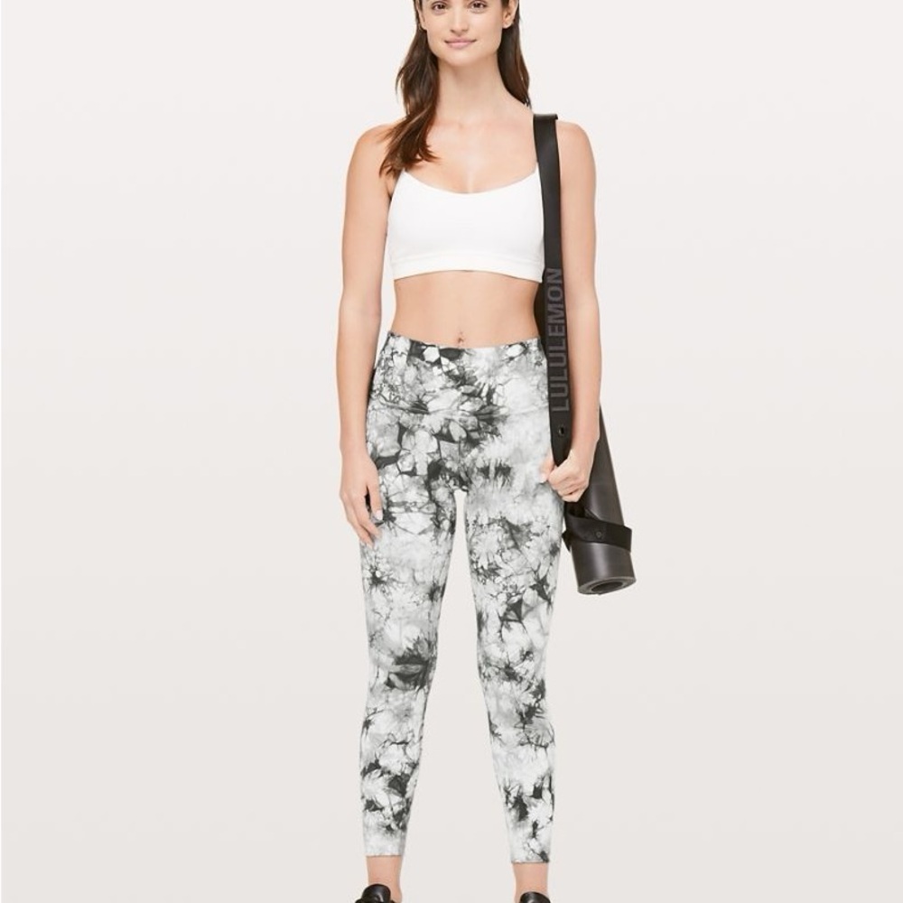 Lululemon Wunder Under High Rise Duel Shibori Antique White/Cement Grey Tie Dye